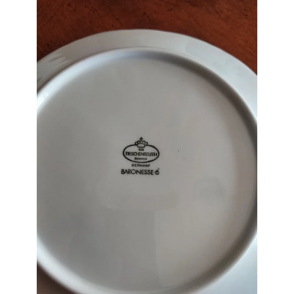 Set Lot 6x Tirschenreuth Baronesse Bread Butter Plate 6.75” Wht Germany Bavaria